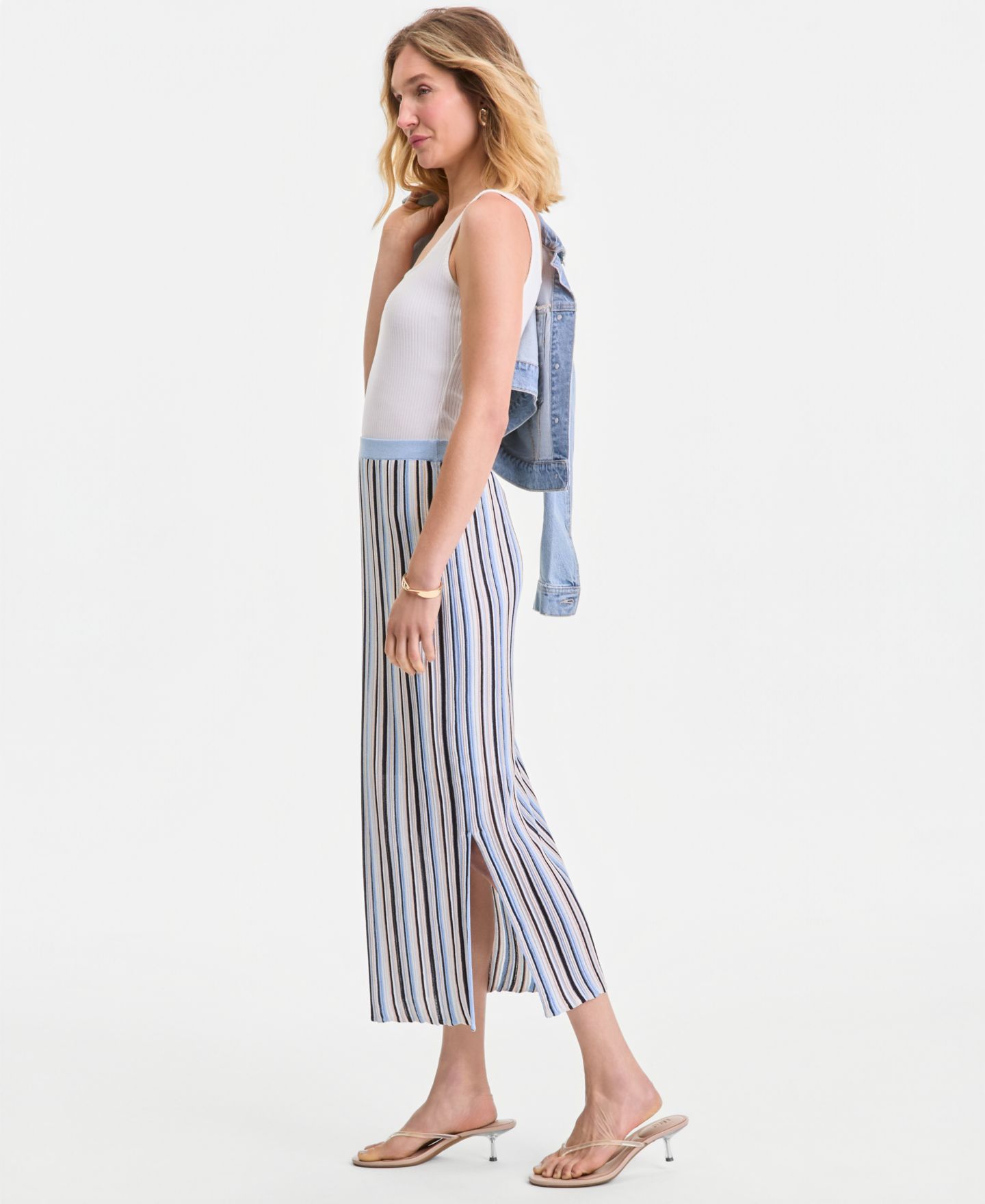 Женская юбка I.N.C. International Concepts Multi Stripe Sweater Skirt, цвет: Персиковый комбинированный — фото 5