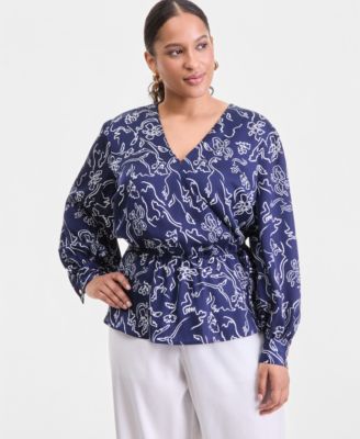 Plus Size Printed Peplum Blouse
