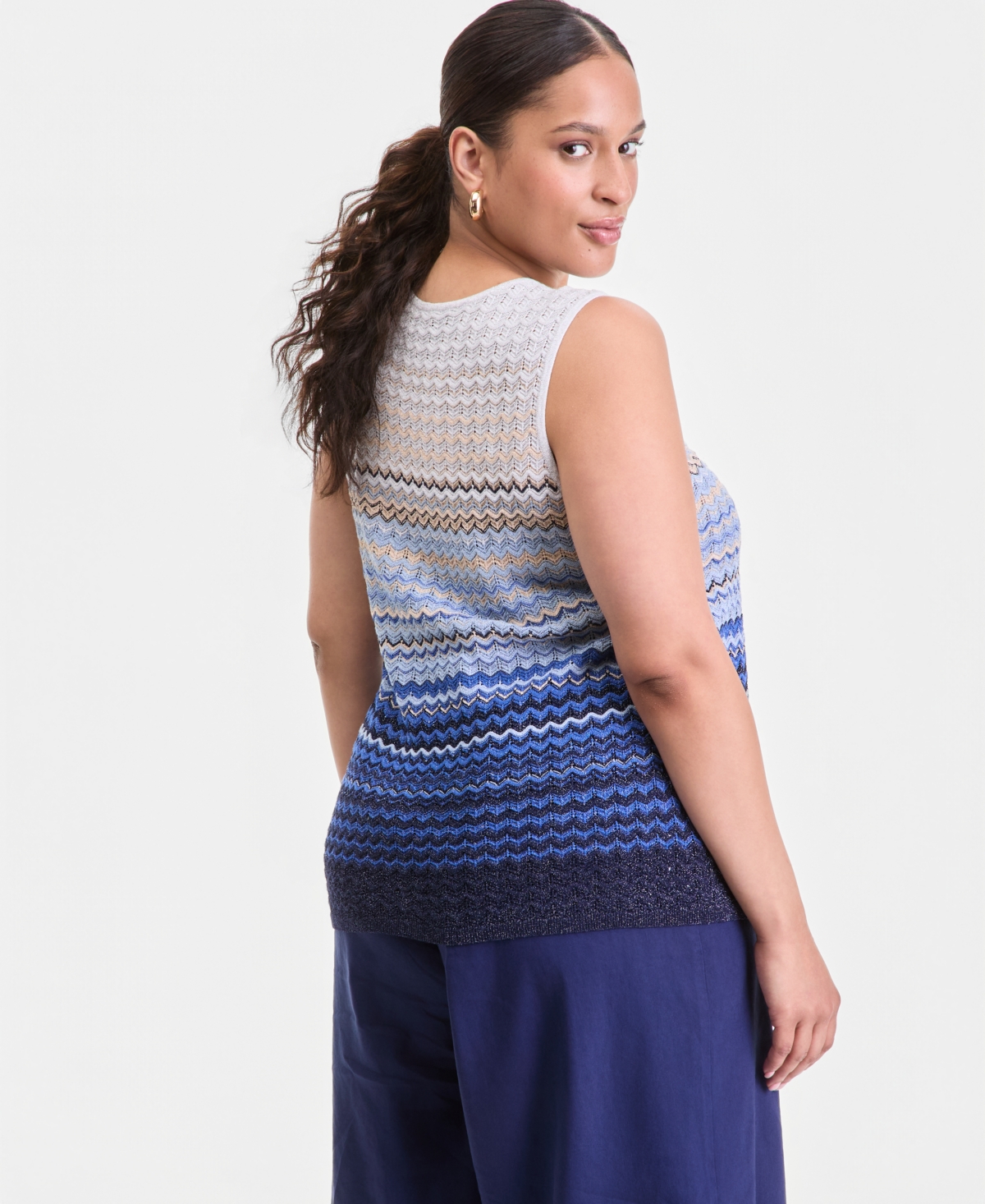 I.n.c. International Concepts Plus Ombre V-Neck Sleeveless Sweater, Macy's Exclusive