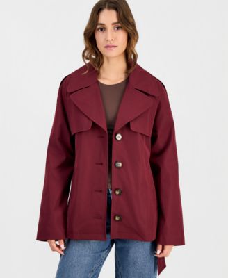 Juniors' Cropped Trench Coat