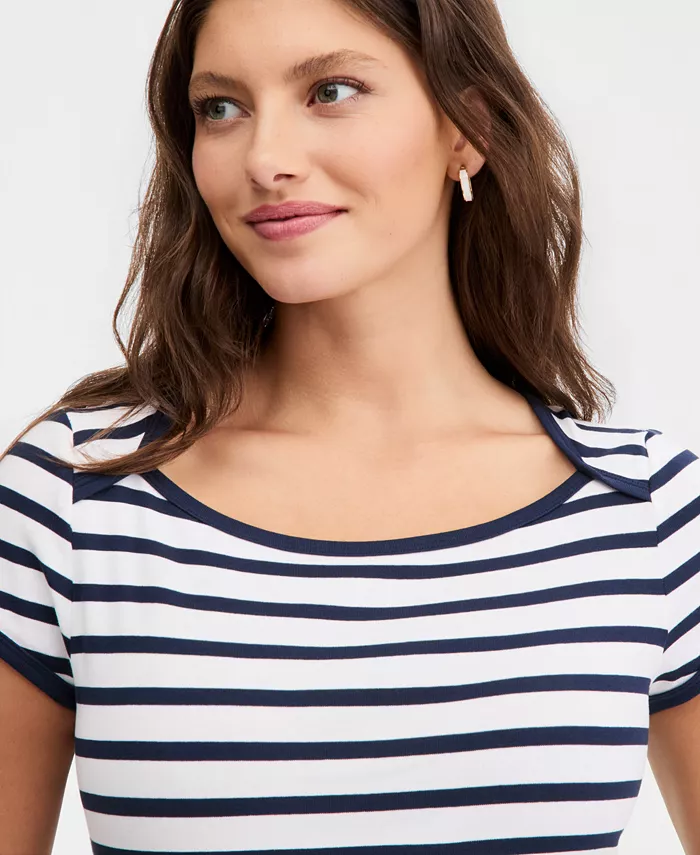 Women's Micro Rib Boatneck Cap Sleeve Top - thumbnail 8