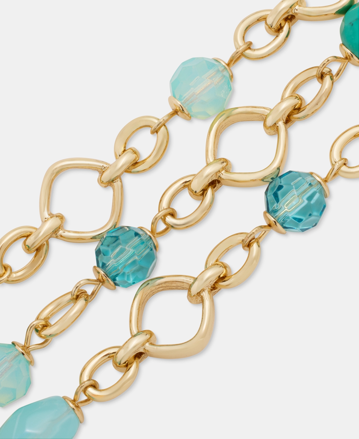 Anne Klein Gold-Tone Three-Row Stone Beaded Line Bracelet