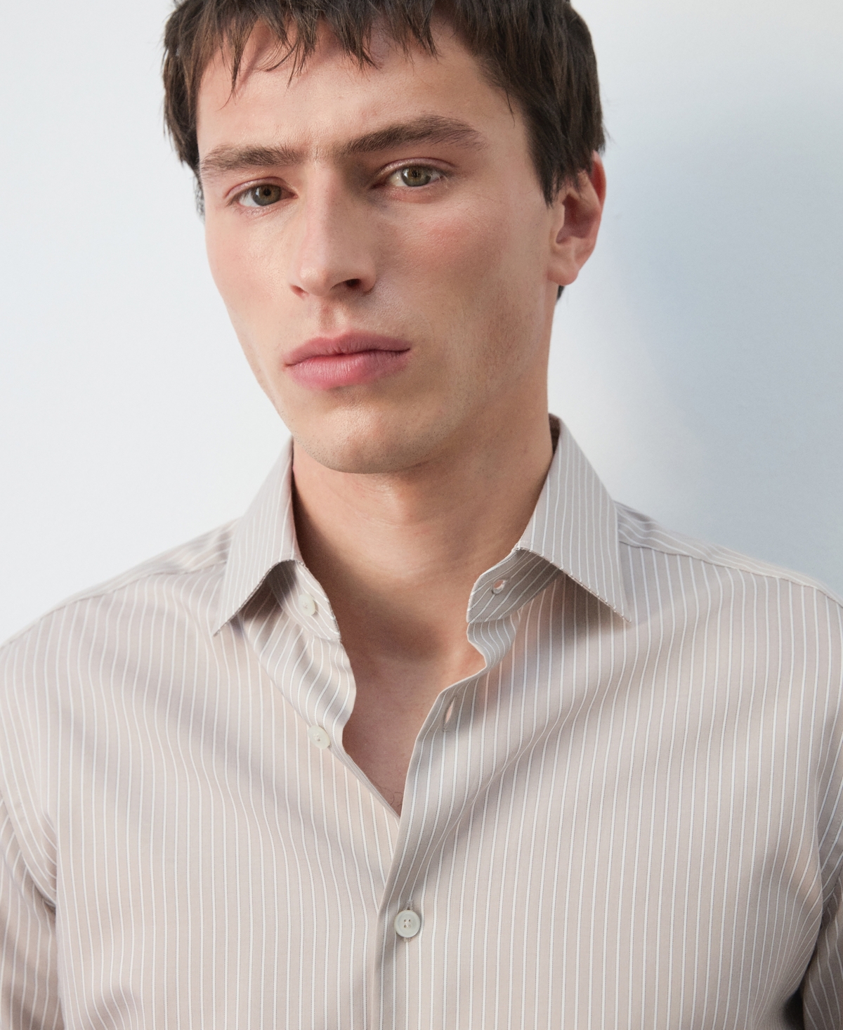 Mango Men's Slim Fit Striped Cotton Shirt