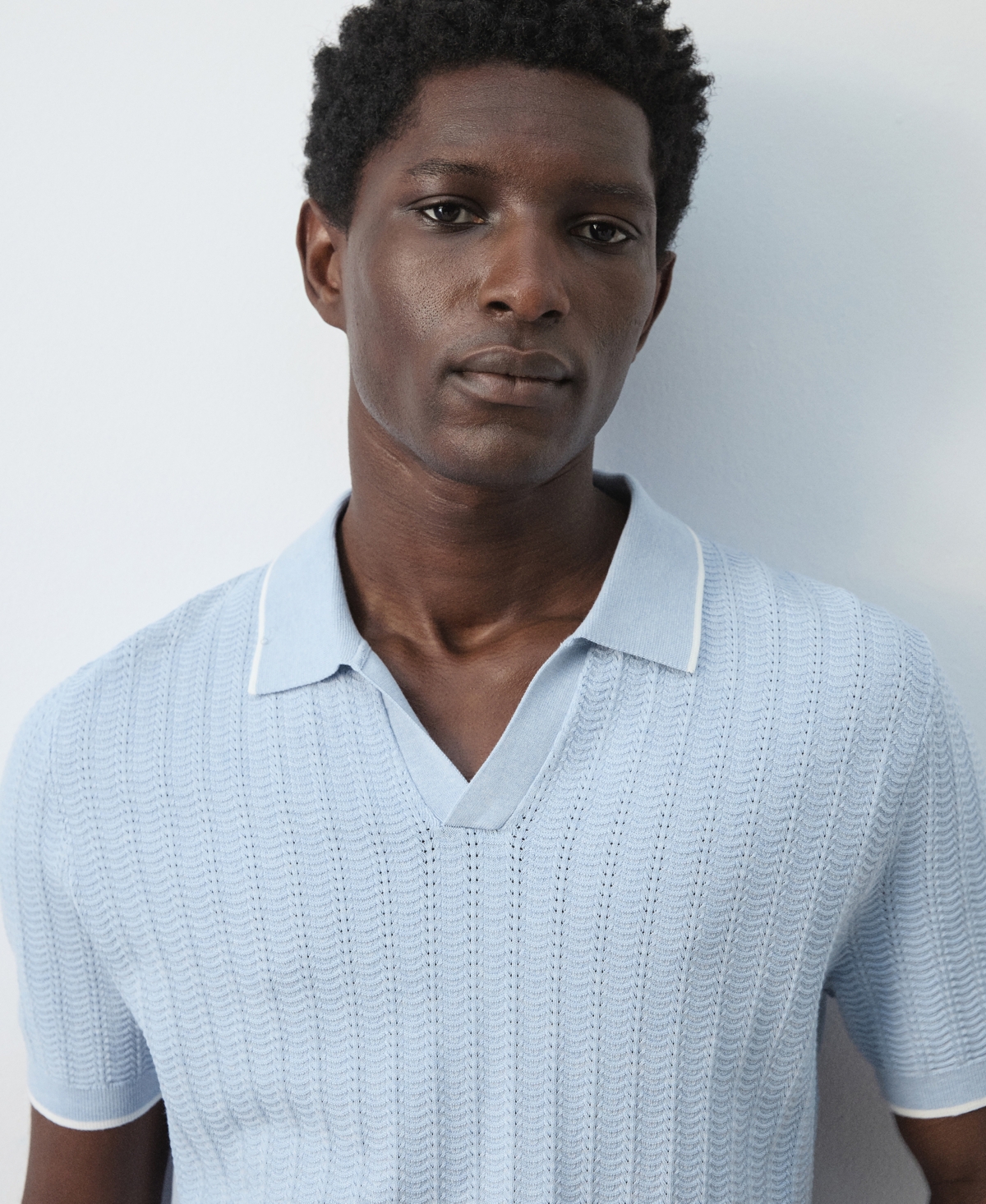 Mango Men's Structured Fine-Knit Polo Shirt