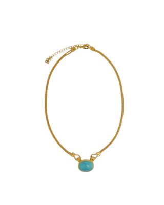 Ottoman Hands Daphne Turquoise Chain Necklace - Gold 163$