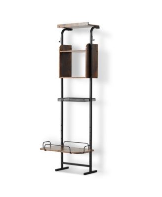 Elevated Dog Feeding Station with Storage Shelves and 7-Level Adjustable Raised Bowl Stand