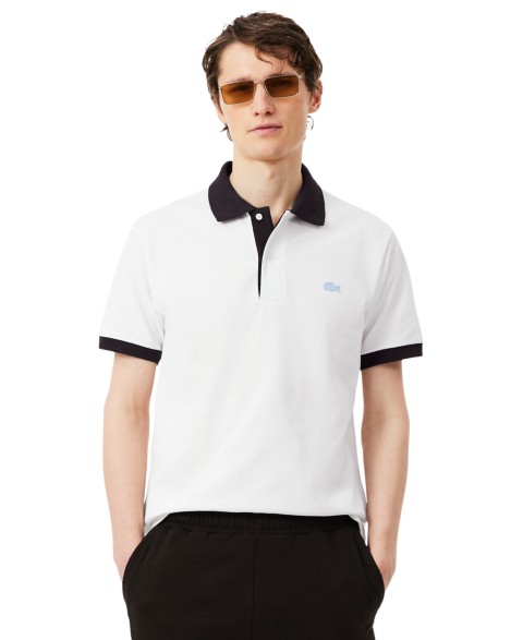 Мужские рубашки Lacoste Men's Cotton Classic-Fit Contrast Rib Polo Shirt