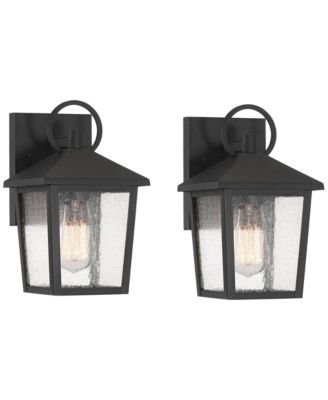 Westmont  High Modern Outdoor Wall Light Fixture Mount Porch House Set of 2 Sand Aluminum Glass Shade