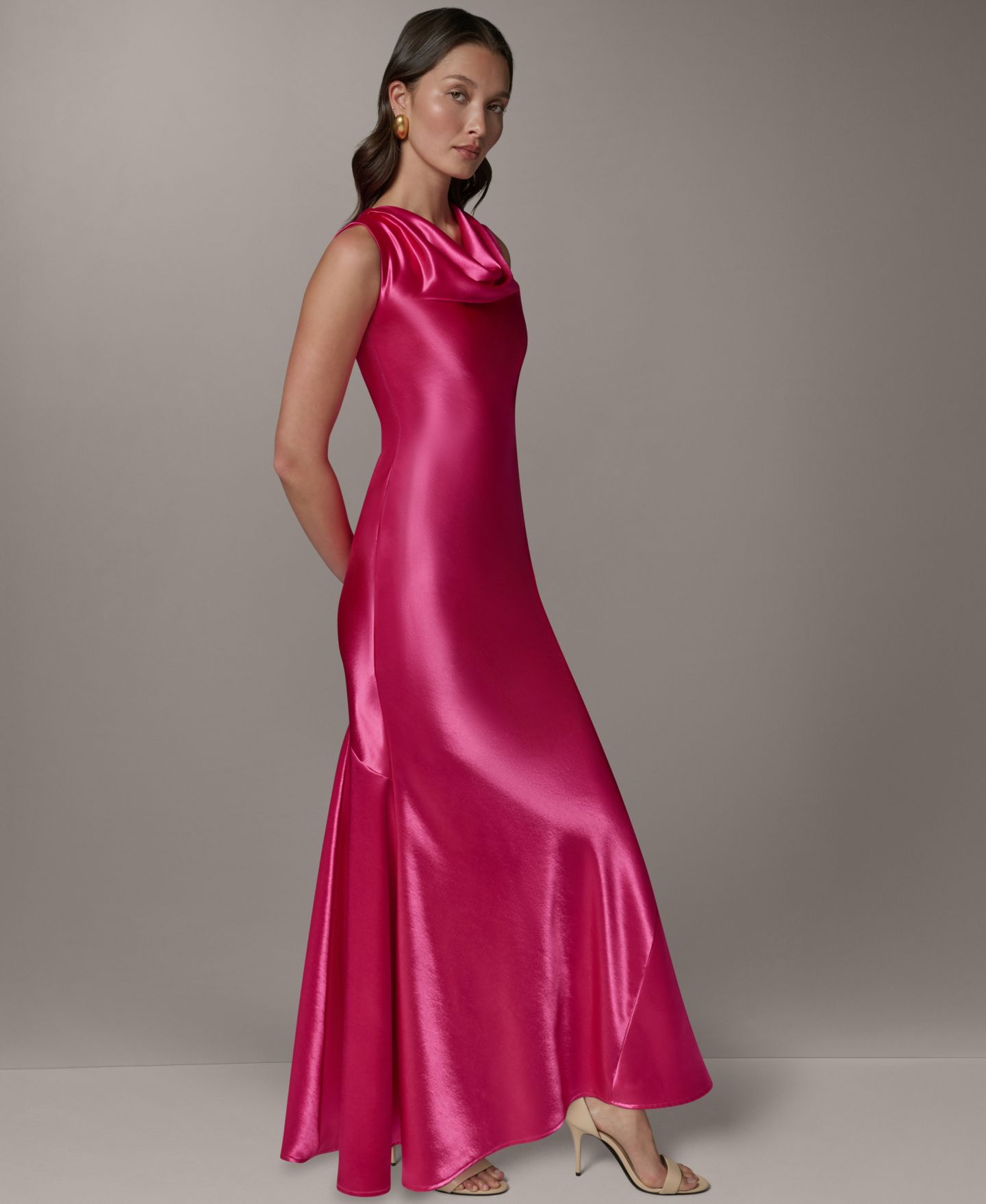 Женские платья Donna Karan New York Petite Sleeveless Cowl Neck Ball Gown, цвет: Hot Fuschia — фото 3