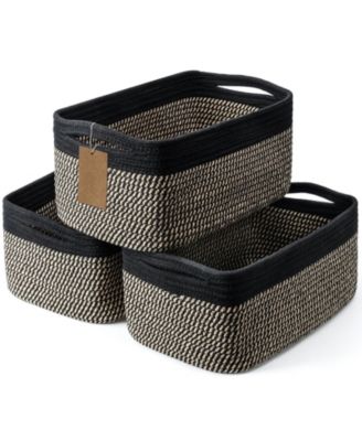 3Piece Woven Rope Storage Baskets with Handles Gift Basket