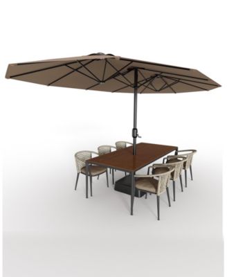 15FT Extra Large Double-Sided Patio Umbrella with Base, Waterproof UV Protection, Easy Crank for Pool, Garden, Backyard, Multiple Colors