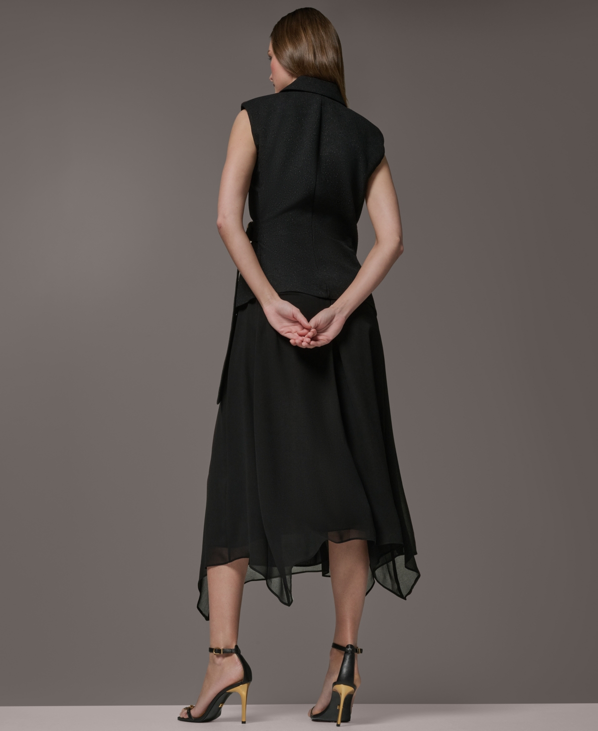 Donna Karan New York Women's Collared Sleeveless Fit & Flare Dress