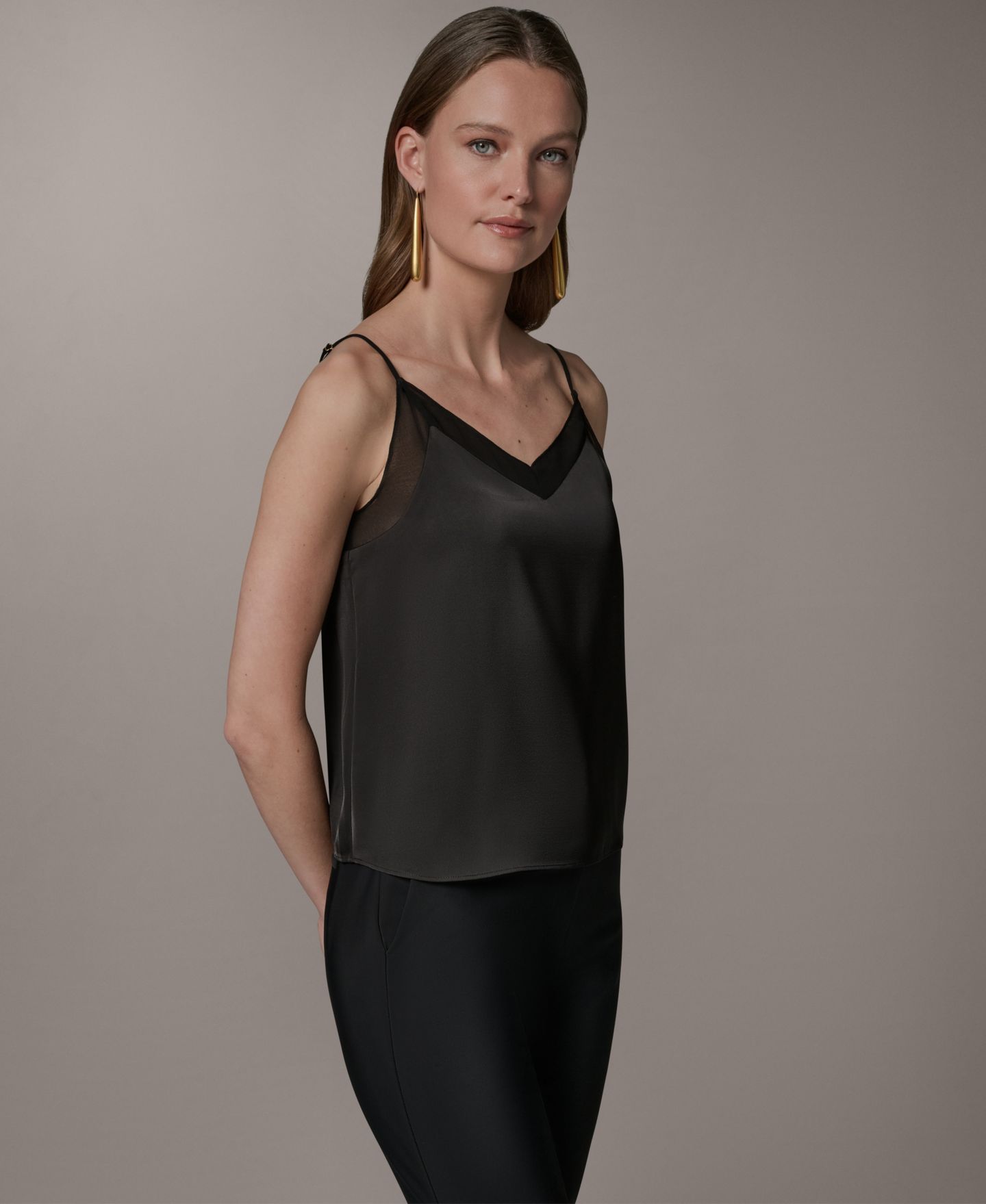 Женский топ Donna Karan New York с кружевной отделкой без рукавов, цвет: Чёрный — фото 3