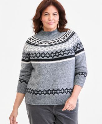 Plus Size Fair Isle Mockneck Sweater, Macy's Exclusive