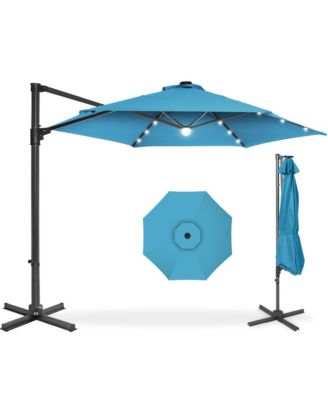 10ft 360degree(s) Rotating Cantilever Easy Auto Open Patio Umbrella w/ Solar LED Lights
