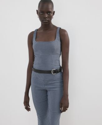 Women's Gingham Check Print Fitted Top