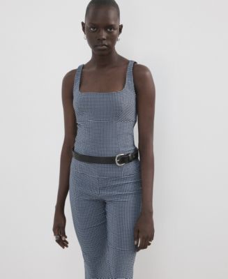 Mango Women's Gingham Check Print Fitted Top - Macy's