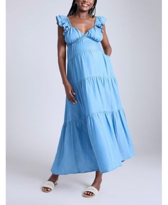 Motherhood Maternity Maternity Motherhood Ruffle Sleeve Tie-Back Maxi Dress  - Macy's