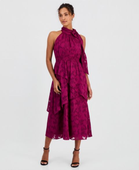 Женское платье Anne Klein Tiered Midi, цвет: Свекольный