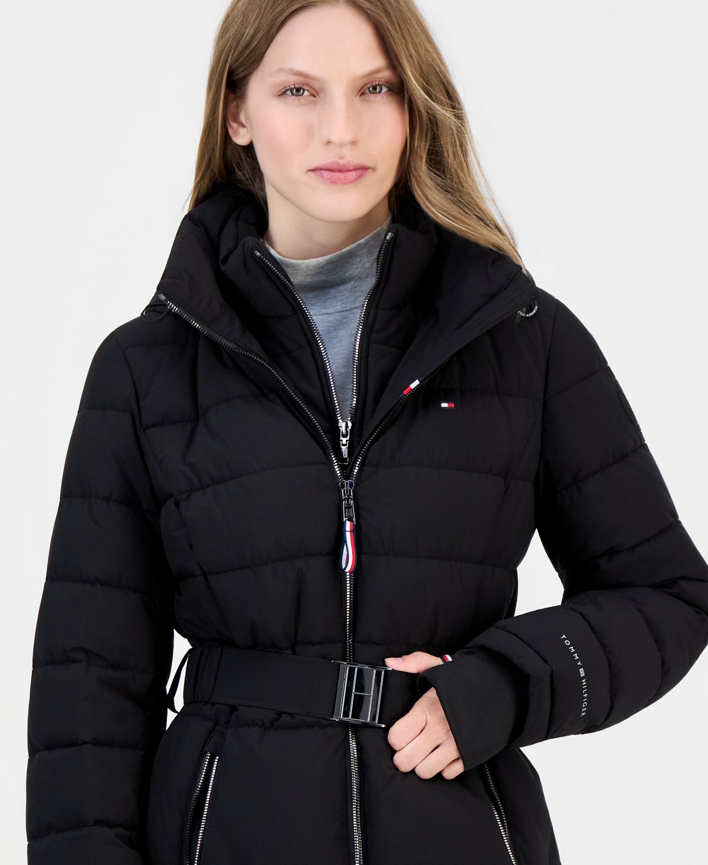 Женская куртка Tommy Hilfiger Hooded Puffer Bibbed, цвет: Чёрный — фото 3