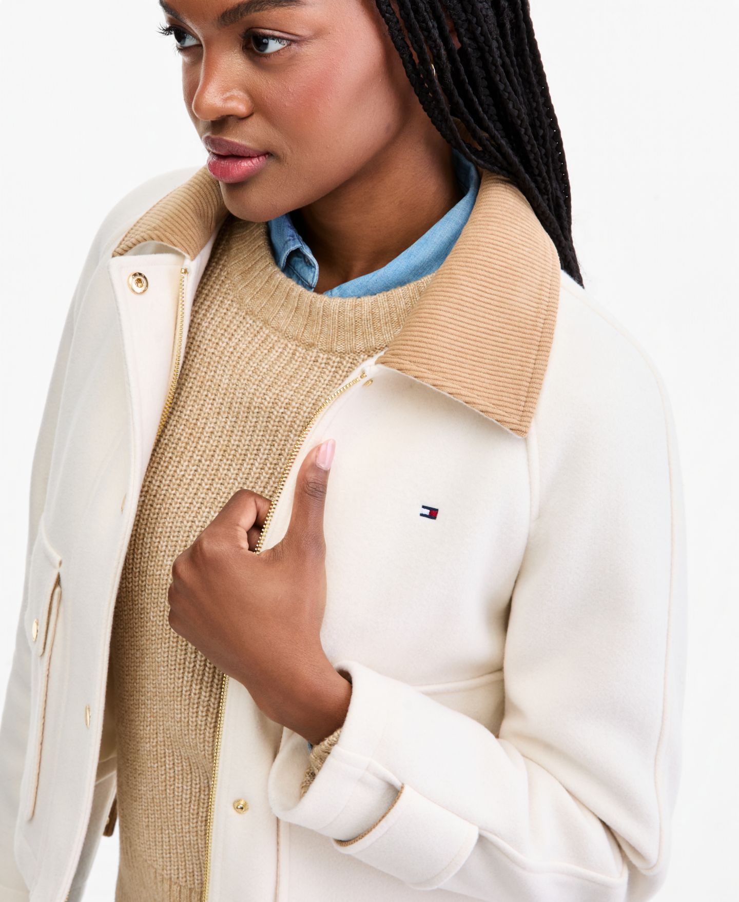 Женская куртка Tommy Hilfiger Corduroy Collar Bomber, цвет: Кремовый — фото 3