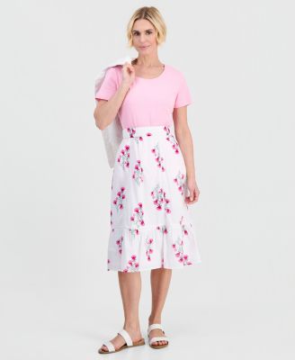 Style Co Petite Cotton Floral-Embroidered Midi Skirt Macys Exclusive - Bright White 70$