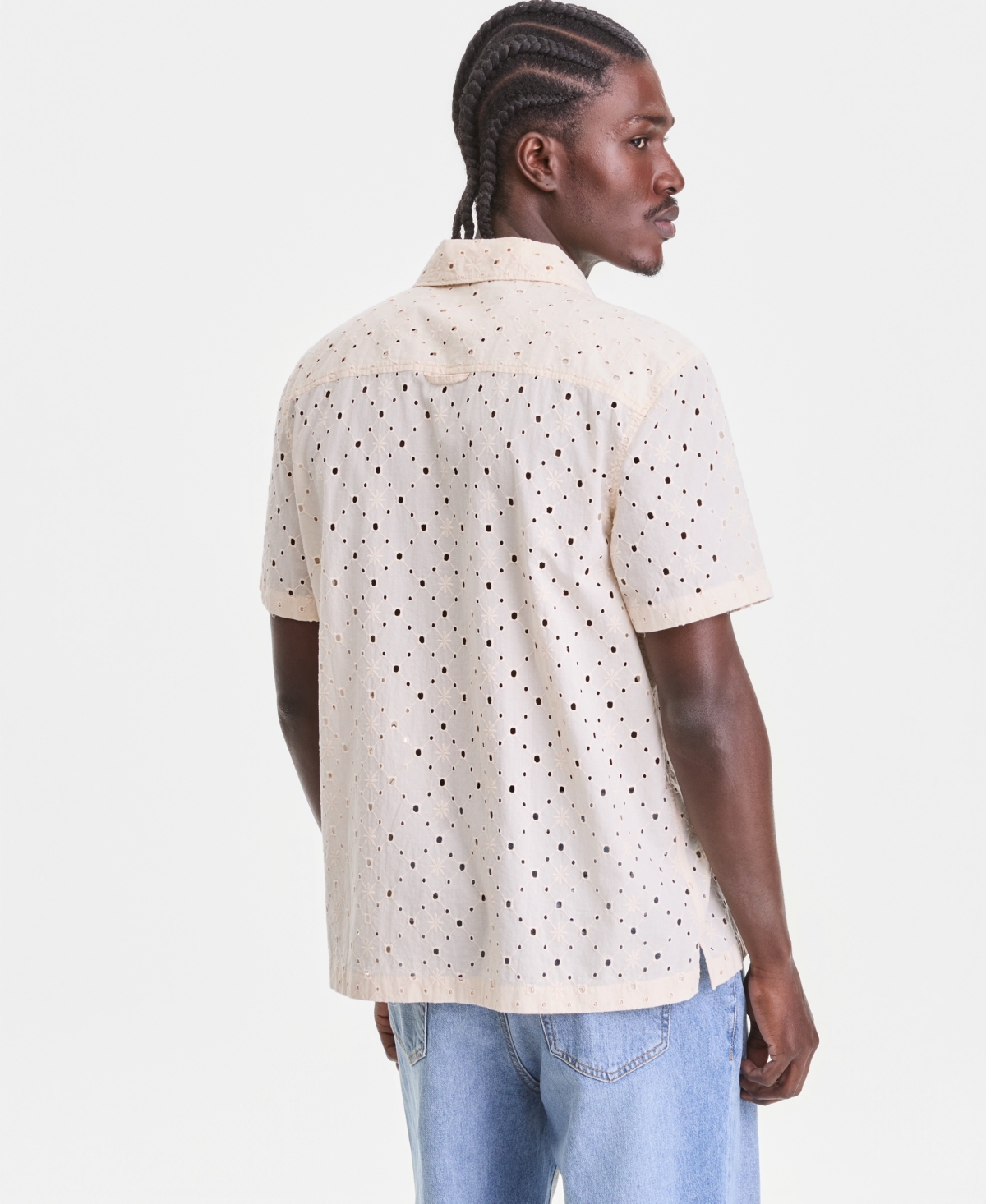 Sun + Stone Men's Cotton Eyelet Short-Sleeve Camp Shirt, Macy's Exclusive