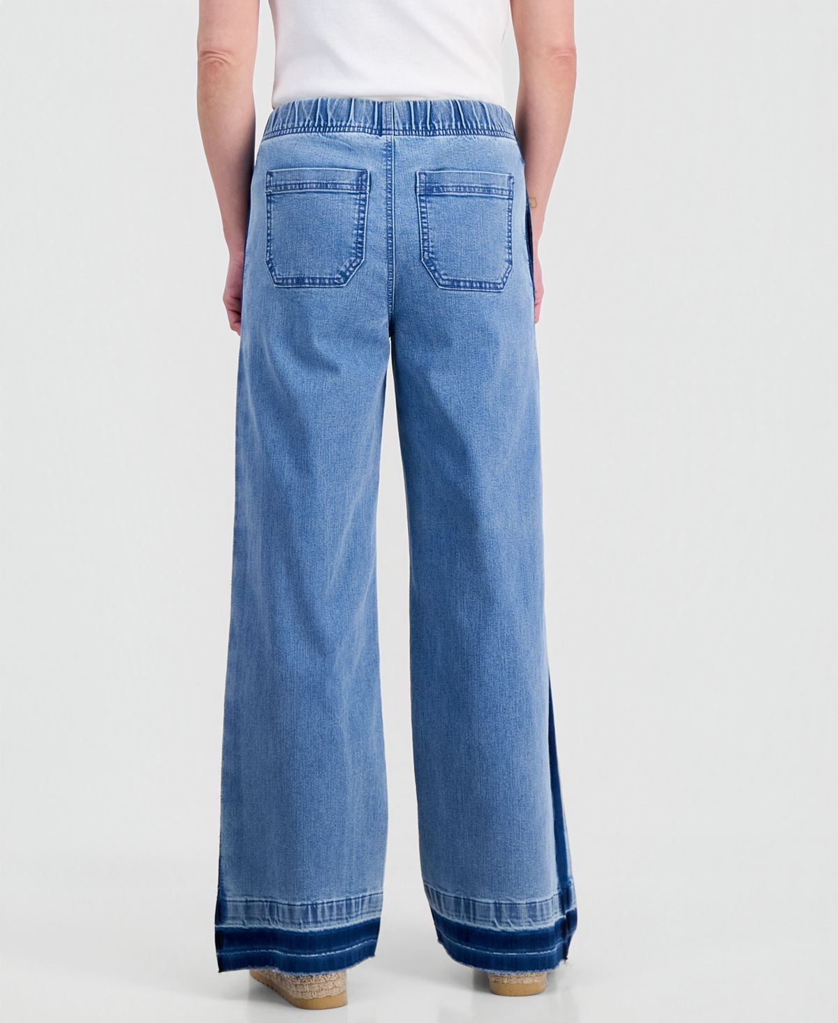 Style & Co Petite High-Rise Two-Tone Pull-On Wide-Leg Pants, Macy's Exclusive view 2 — MAYCSS fashion products