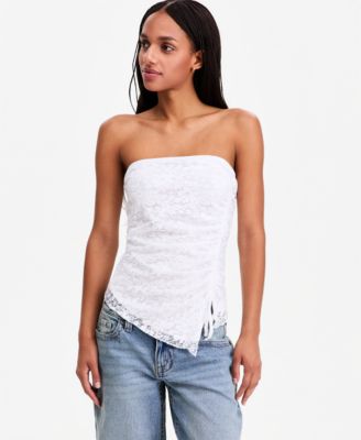 Juniors' Lace Side-Ruched Tube Top