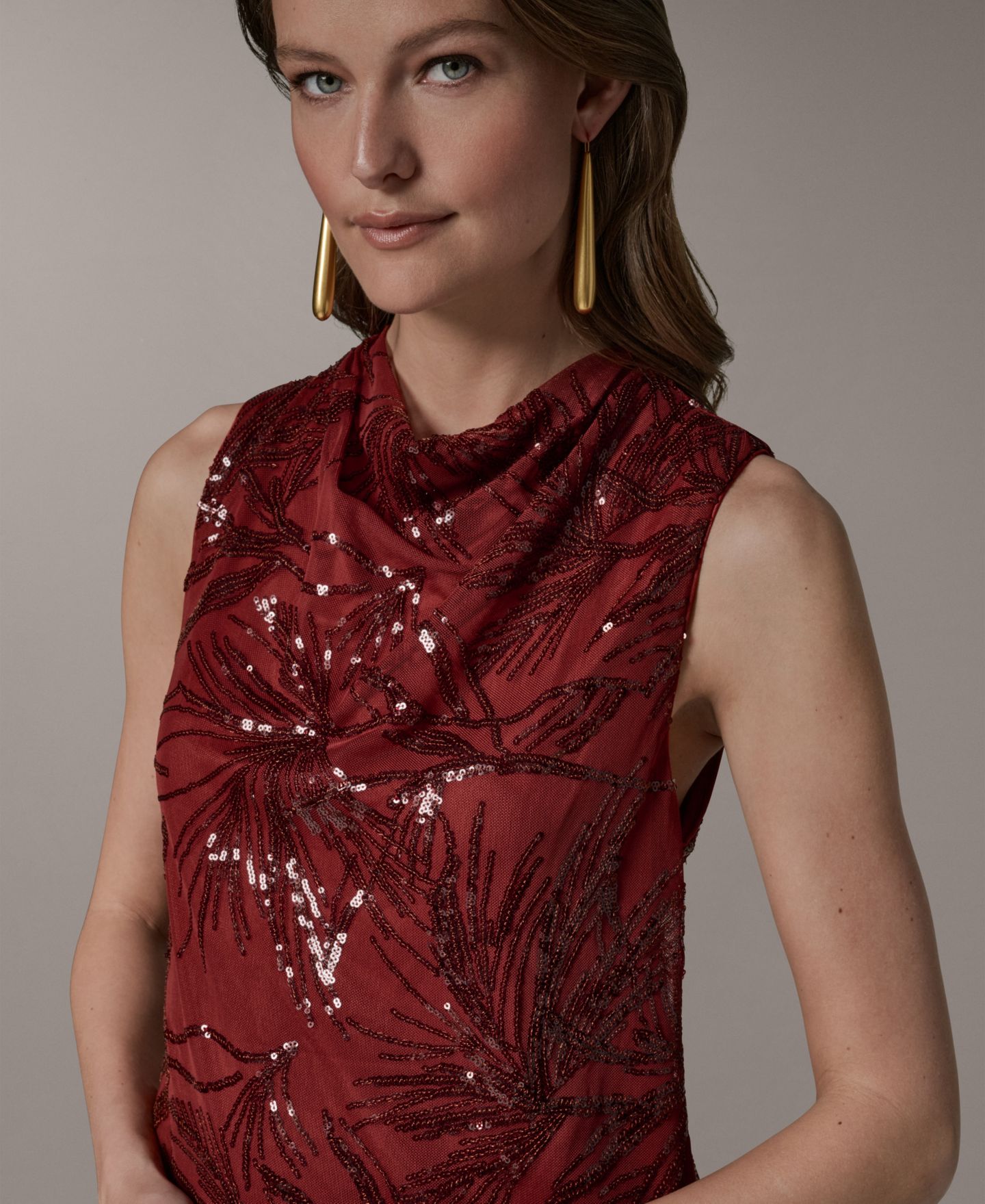 Женский топ Donna Karan New York с воротником-хомутом, цвет: Sunbaked M — фото 4