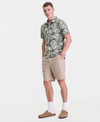Men's Palm-Print Polo Shirt & Rustic Khaki Dan Linen Shorts