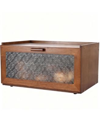 Bamboo Bread Box Kitchen Counter Storage Container with Window Large Capacity