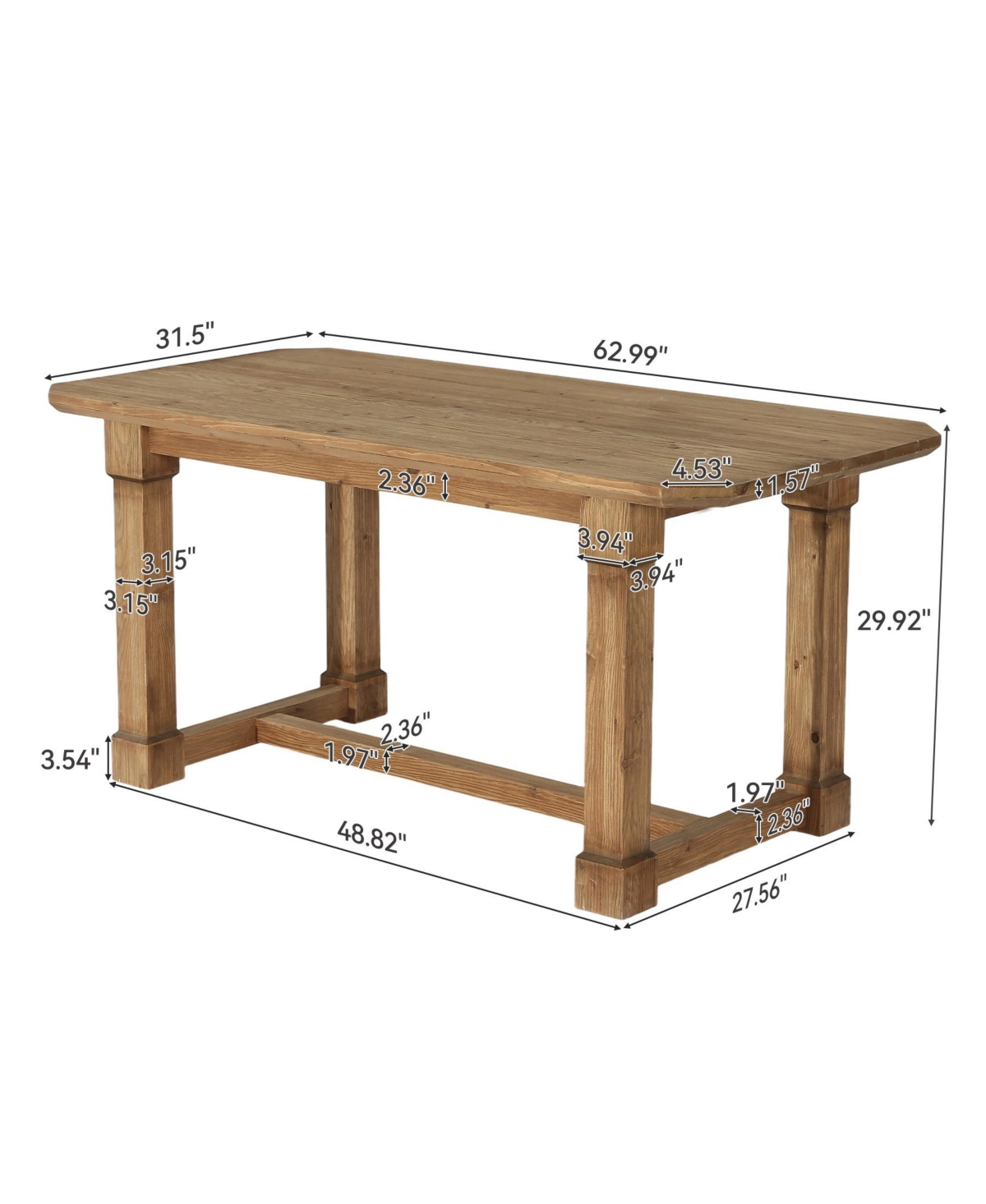 Tribesigns 63" Solid Wood Executive Desk, Thick Wooden Office Computer Desk, Rustic Farmhouse Workstations Writing Conference Table