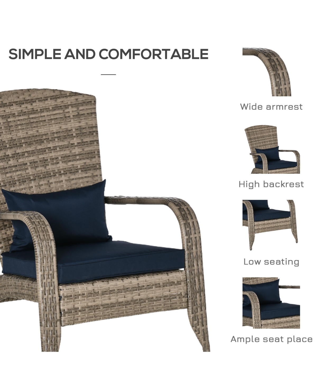 Outsunny Pe Rat Adirondack Lounge Patio Fire Pit