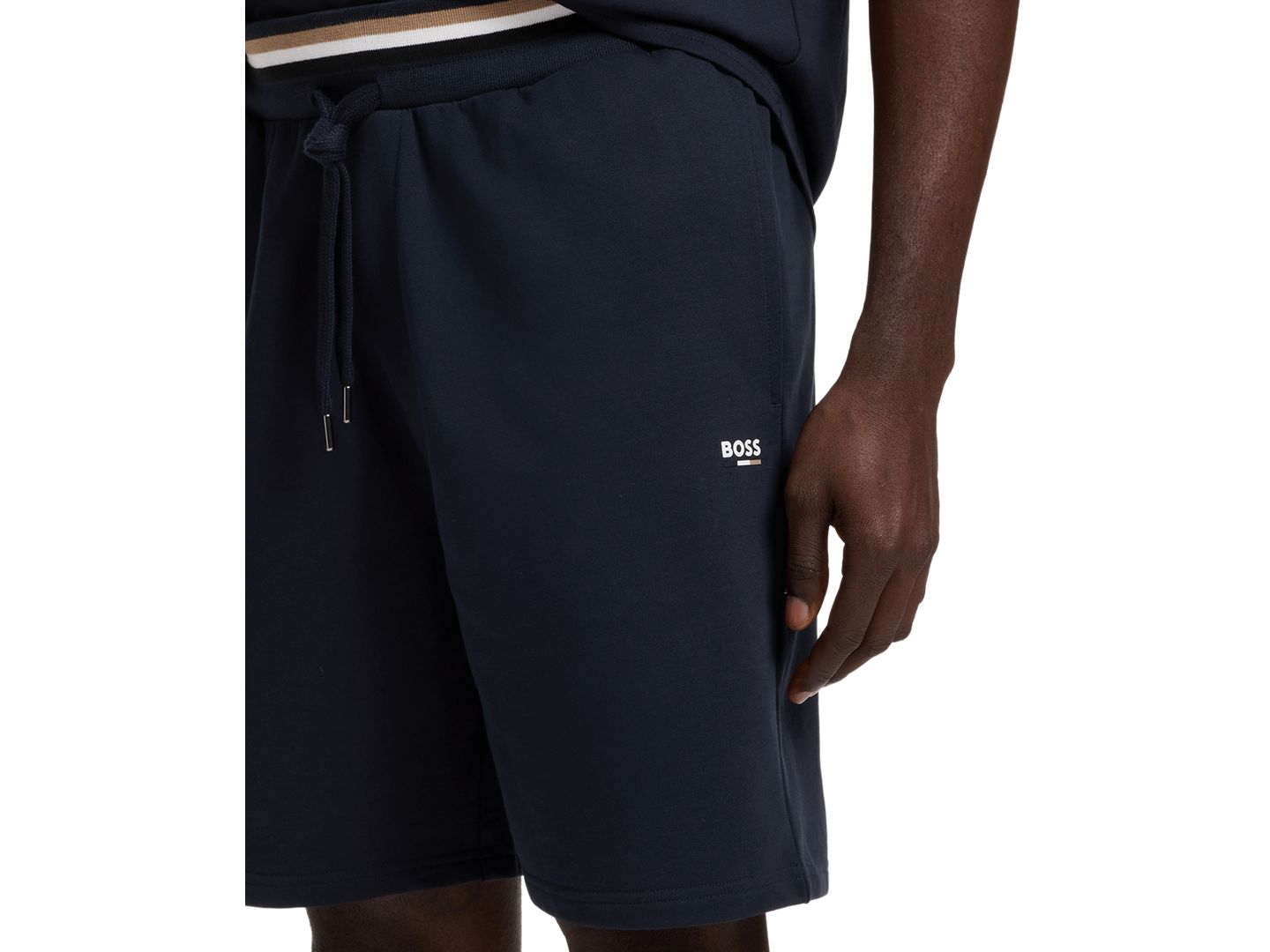 Мужские шорты Hugo Boss Cotton Mid-Rise Iconic, цвет: Тёмный синий — фото 3
