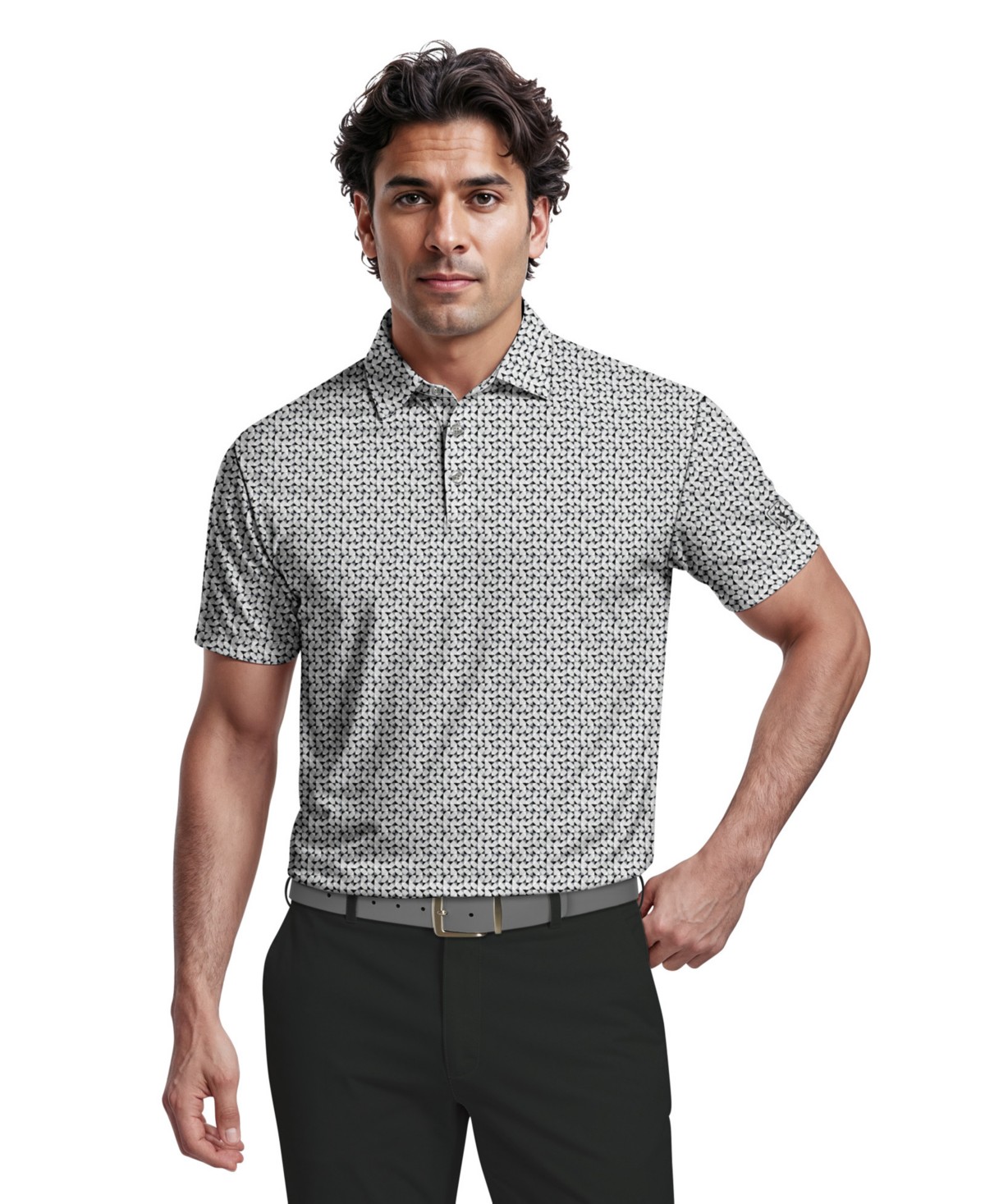 Мужские PGA TOUR Men's Energized Geo Print Golf Polo Shirt — фото 1