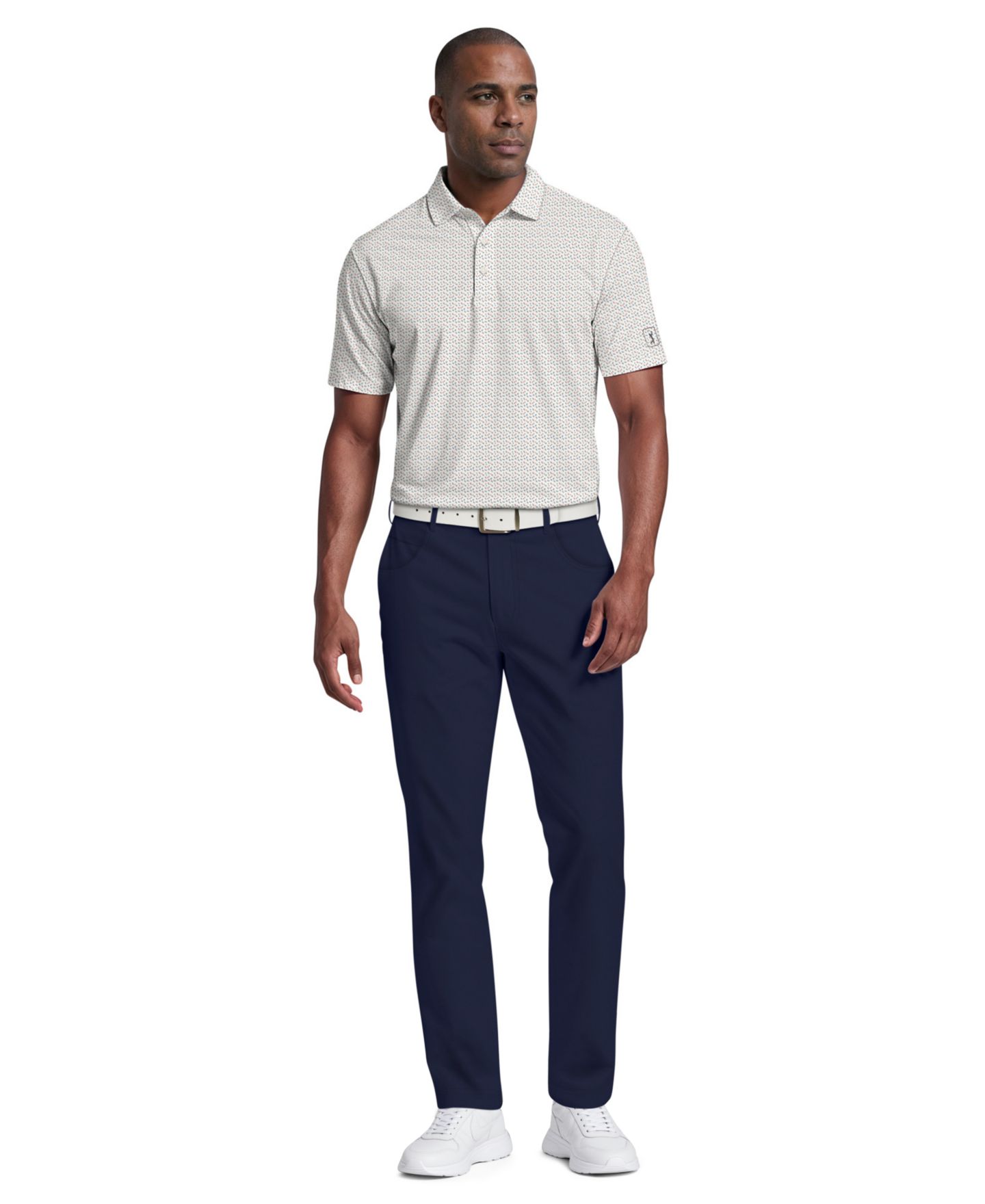 Мужское поло PGA TOUR Confetti Print Golf Polo Shirt, цвет: Яркий белый — фото 2