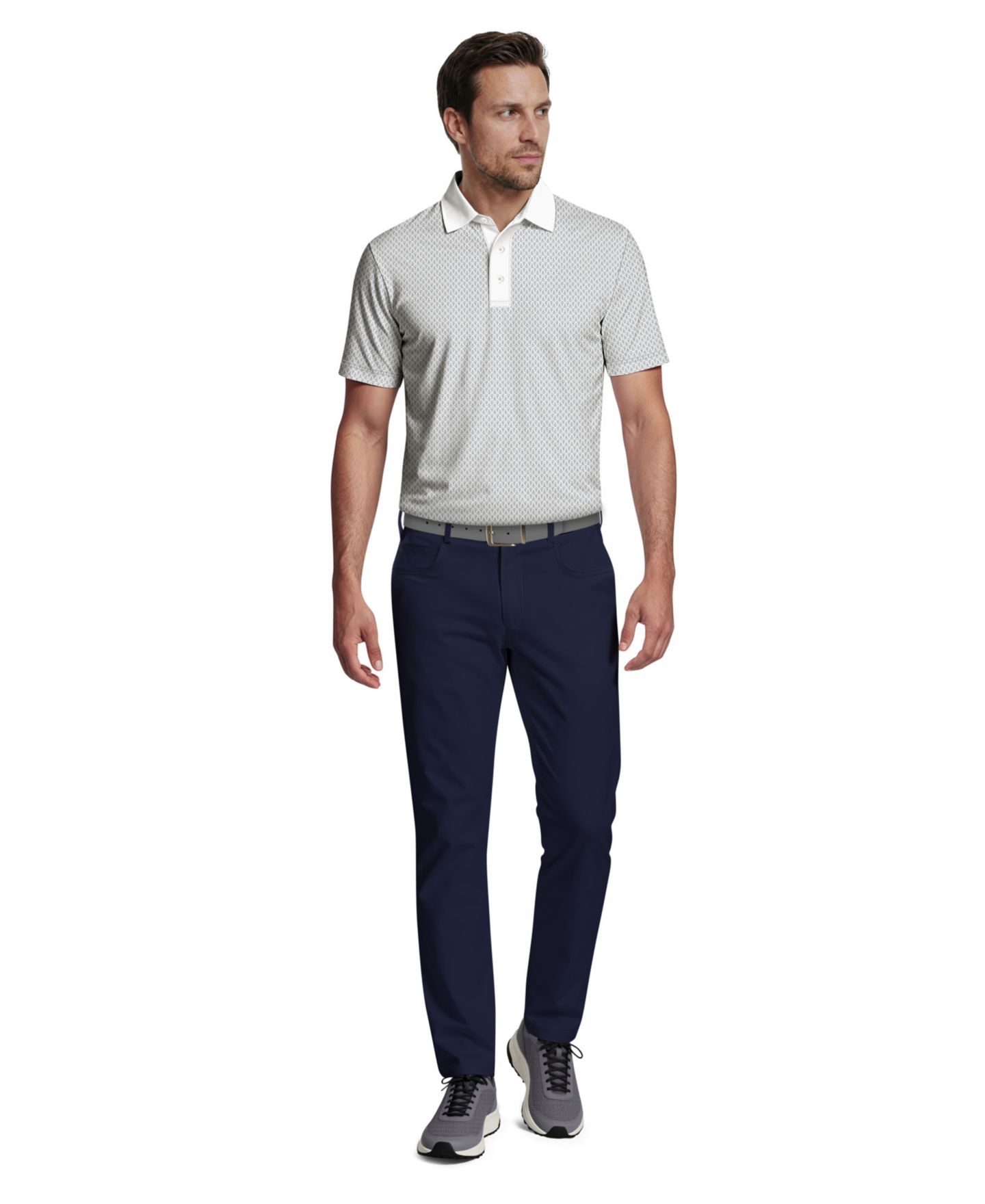 Мужское поло PGA TOUR Novelty Geo Color-Block Golf Polo Shirt, цвет: Яркий белый — фото 2