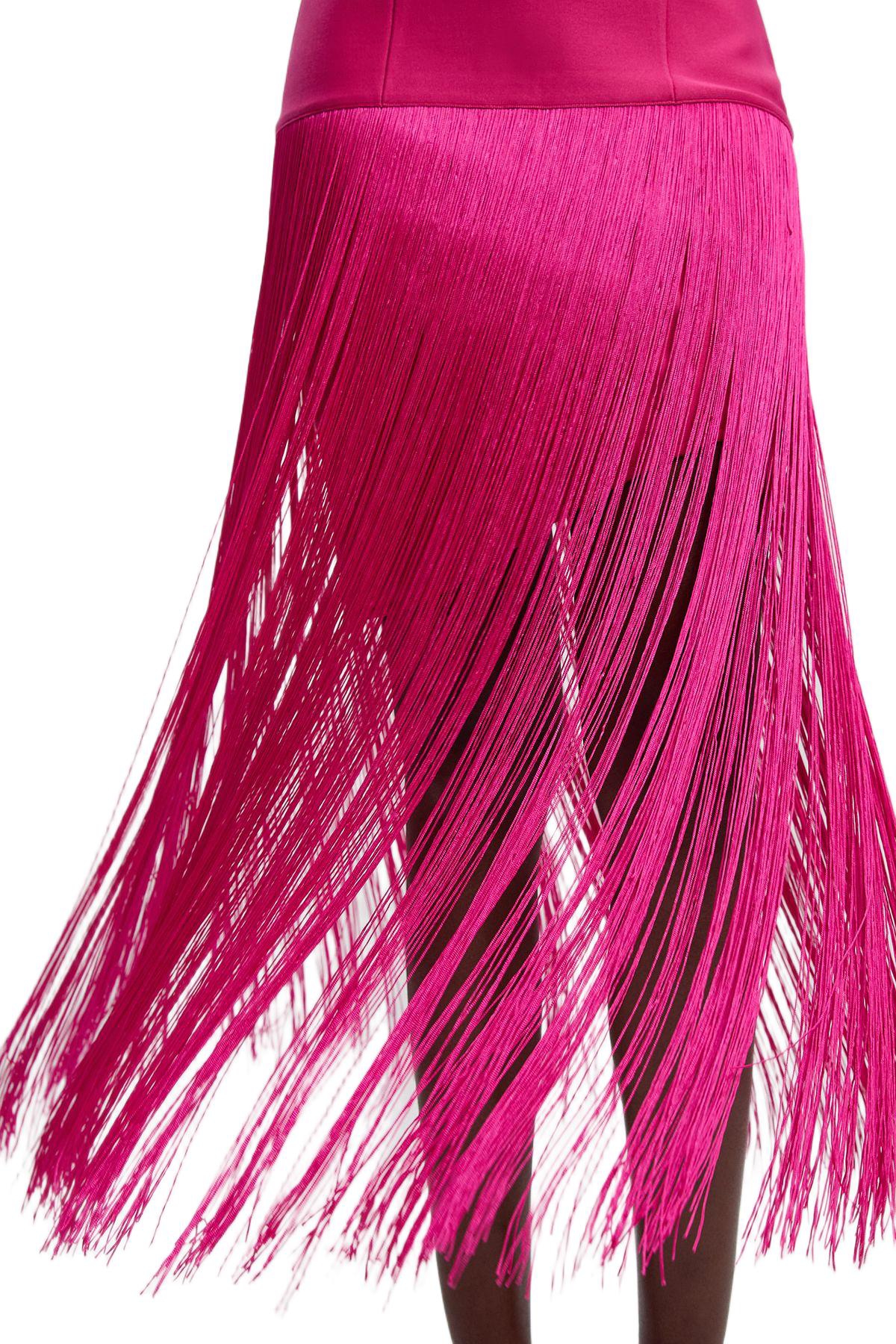 Karen Millen Women's Form Fit Bandage Tassel Hem Mini Dress