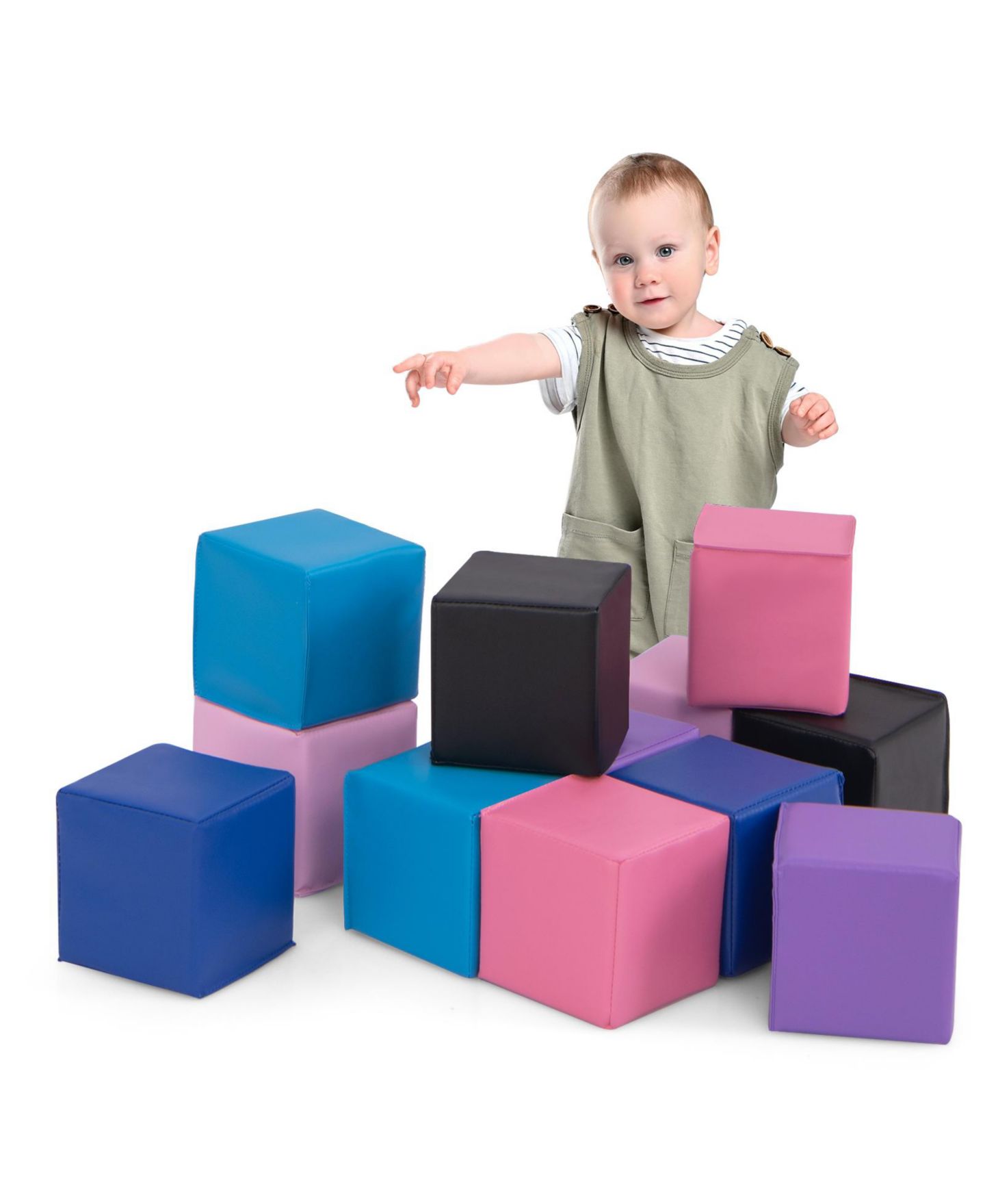 Детский конструктор Slickblue Soft Foam Climbing Blocks 12-Piece Building Set, Ages 3+, цвет: Глубокий разноцветный — фото 5
