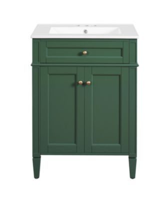 24 Inch Bathroom Vanity with Sink 2 Doors Tip Out Drawer Soft Close Hinges Built In Organizers Storage Cabinet
