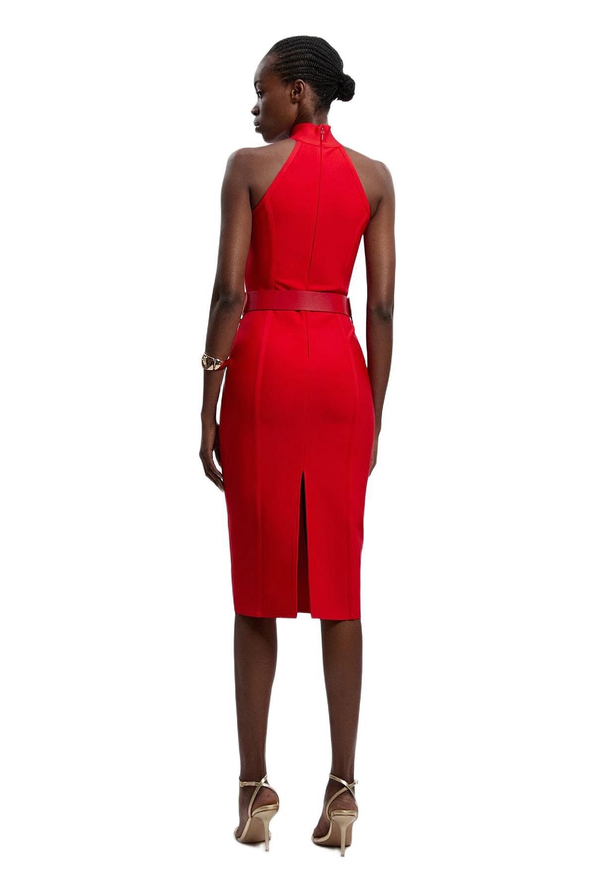 Karen Millen Women's Bandage High Neck Buckle Trim Midi Dress view 3 — MAYCSS fashion products