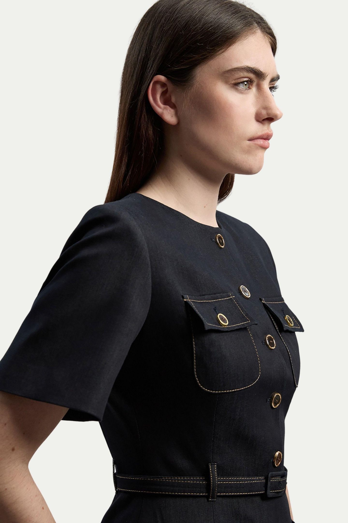 Женское платье Karen Millen Tailored Denim Belted Midi, цвет: Индиго — фото 4