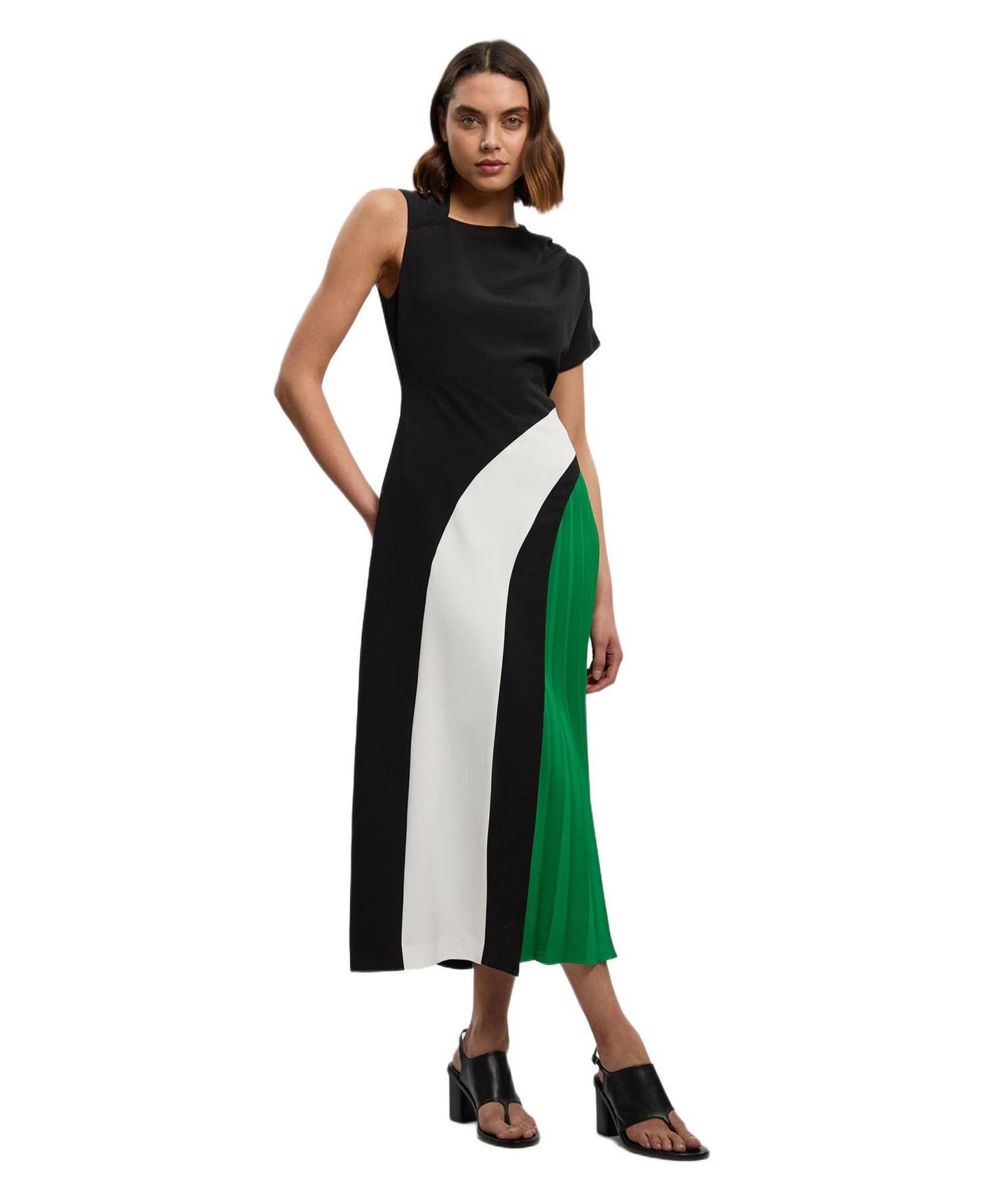 Женское платье Karen Millen Block Pleated Midi, цвет: Mono — фото 1