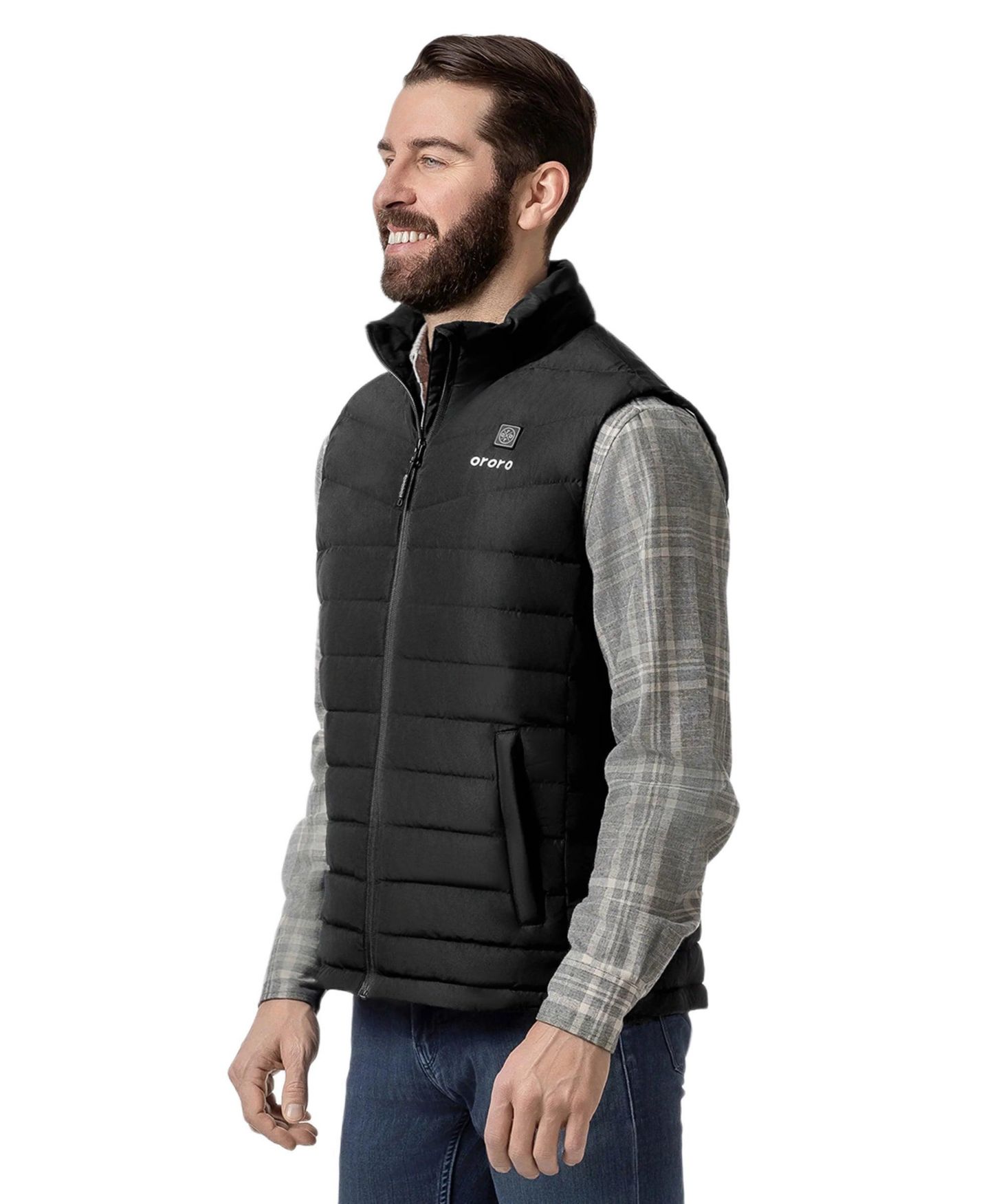 Мужской жилет ororo Heated Lightweight Down Vest, цвет: Чёрный — фото 3