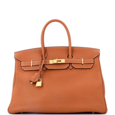 Birkin 35 Handbag Brown Togo with Gold Hardware