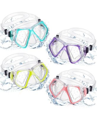 4pc Adult Diving Mask Tempered Glass Snorkel Gear