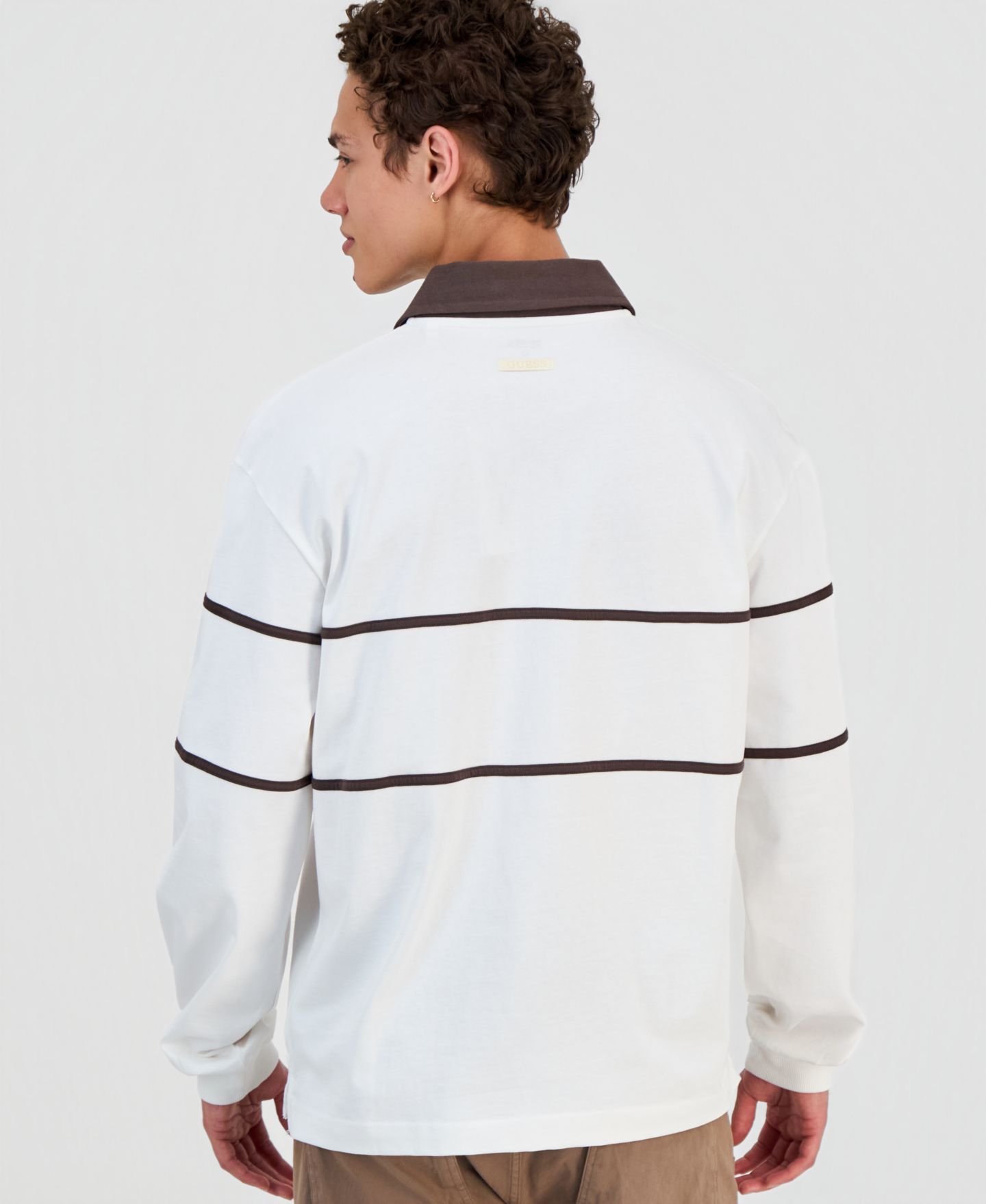 Мужское поло GUESS Herald Long-Sleeve Polo Shirt, цвет: Соляной белый — фото 4