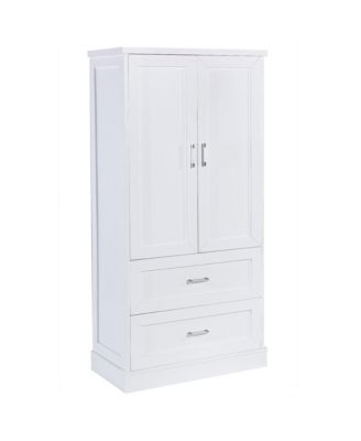 Tall Bathroom Storage Cabinet 2 Doors 2 Drawers Adjustable Shelf MDF Board Two Packages