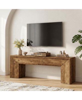 63" TV Stand with Hidden Metal Frame, Long Entertainment Center for 55/60/65/75" TVs